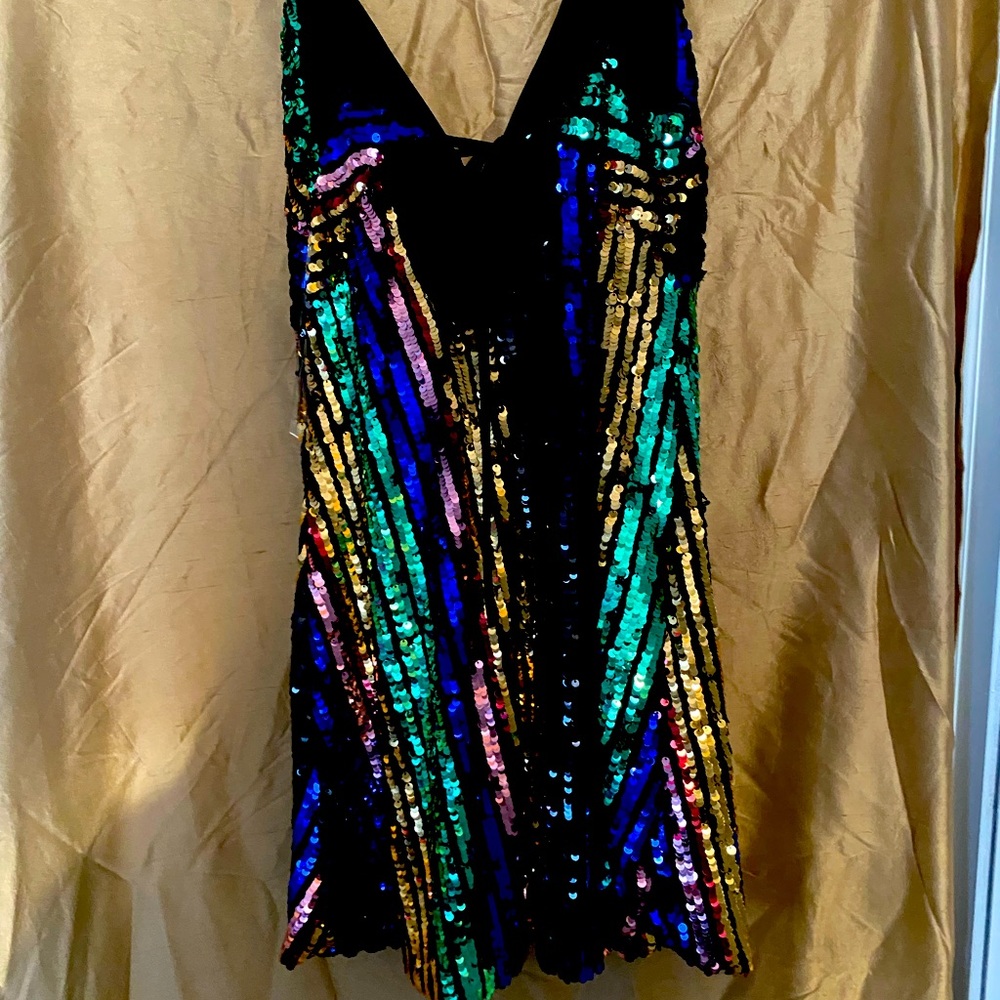 Multicolored sequins top or wear as a dress